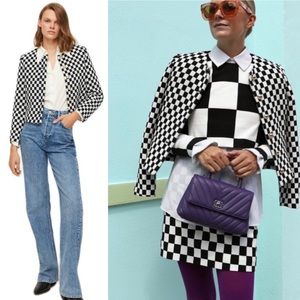 Mango NWT Checkered Black & White Jacket - Size Large